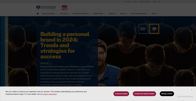 Security scan screenshot of https://thunderbird.asu.edu/thought-leadership/insights/your-personal-brand-matters-more-ever