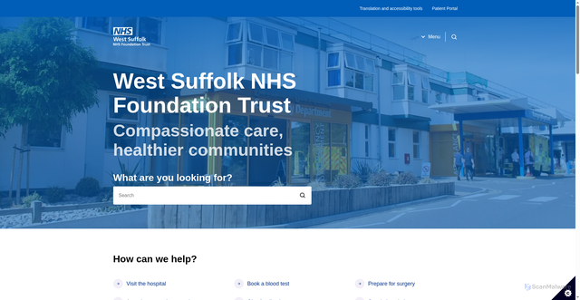 Security scan screenshot of http://www.wsh.nhs.uk