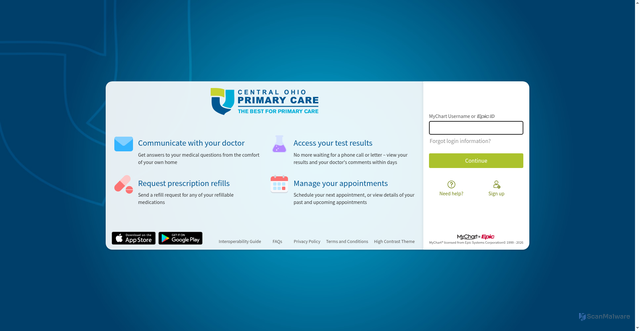 Security scan screenshot of https://mychart.copcp.com