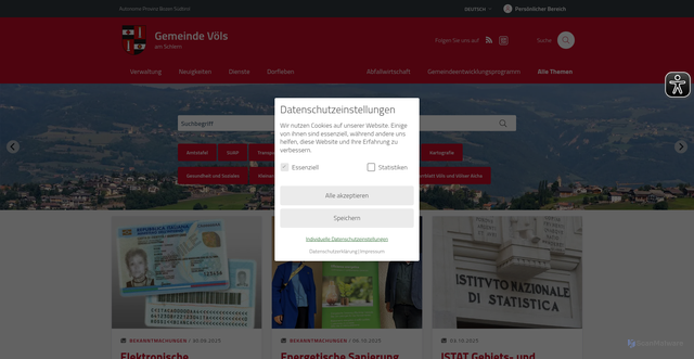Security scan screenshot of https://www.comune.fie.bz.it/de