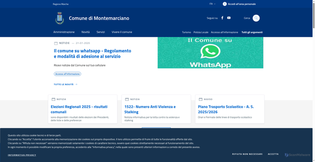 Security scan screenshot of https://www.comune.montemarciano.ancona.it/
