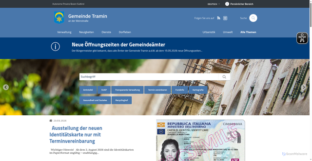Security scan screenshot of https://www.comune.termeno.bz.it