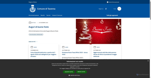 Security scan screenshot of https://www.comune.tavenna.cb.it/it