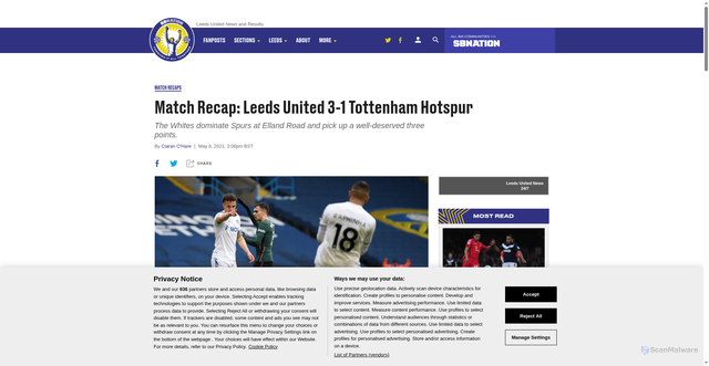 Security scan screenshot of https://throughitalltogether.sbnation.com/2021/5/8/22426169/match-recap-leeds-united-3-1-tottenham-hotspur-premier-league