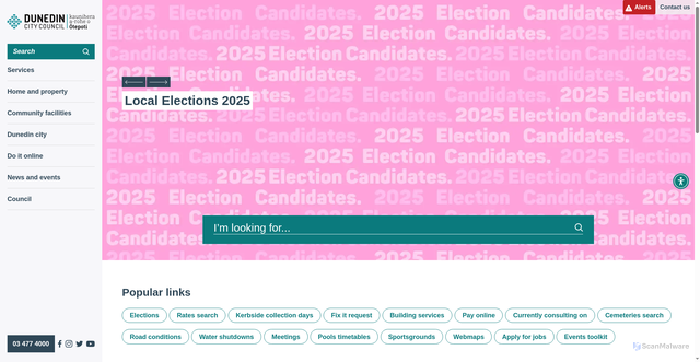Security scan screenshot of https://www.dunedin.govt.nz/