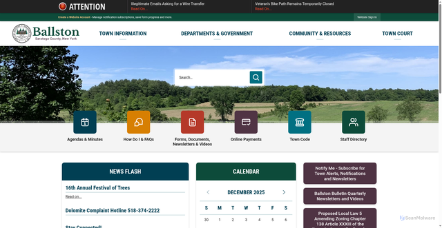 Security scan screenshot of https://townofballstonny.gov/