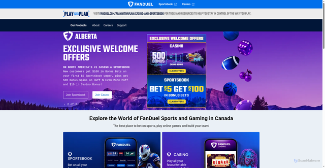 Security scan screenshot of https://www.fanduel.ca/