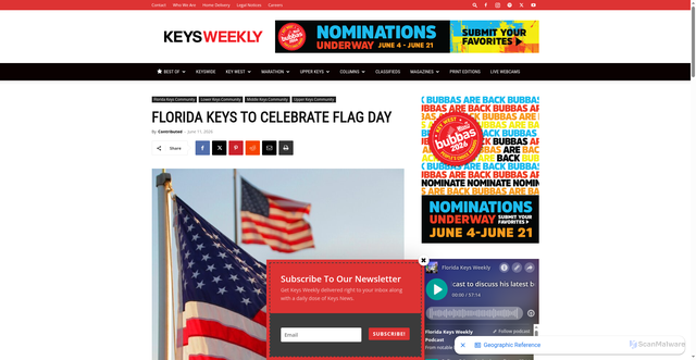 Security scan screenshot of https://keysweekly.com/42/florida-keys-to-celebrate-flag-day/