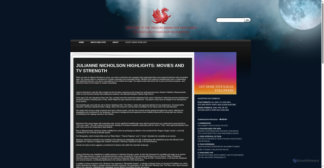 Security scan screenshot of https://dragonawardnewtalent.com/julianne-nicholson-highlights-movies-and-tv-strength