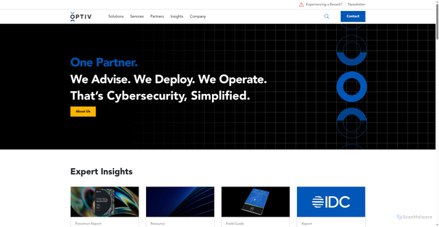 Security scan screenshot of https://optiv.com
