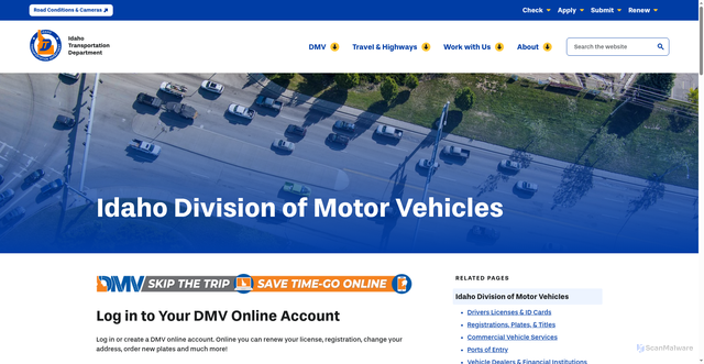 Security scan screenshot of https://itd.idaho.gov/dmv/