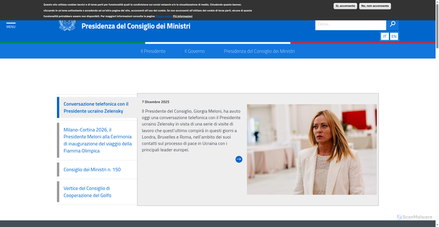 Security scan screenshot of https://www.governo.it/it