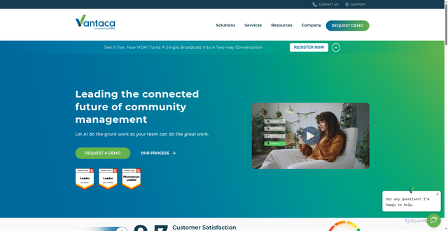 Security scan screenshot of https://vantaca.com