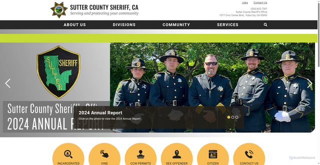Security scan screenshot of https://www.suttersheriff.org/