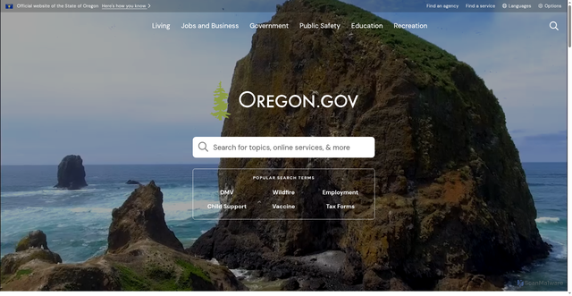 Security scan screenshot of https://www.oregon.gov/Pages/index.aspx