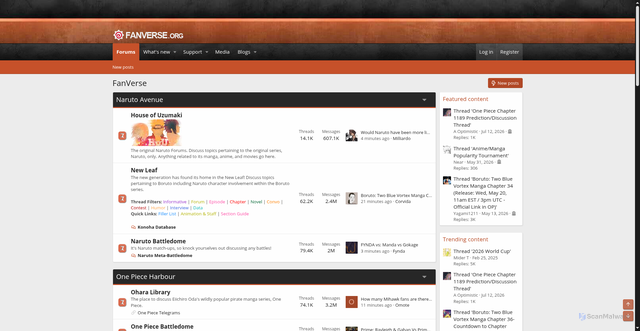 Security scan screenshot of fanverse.org