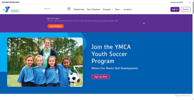 Security scan screenshot of https://gwrymca.org/programs/youth-sports/soccer