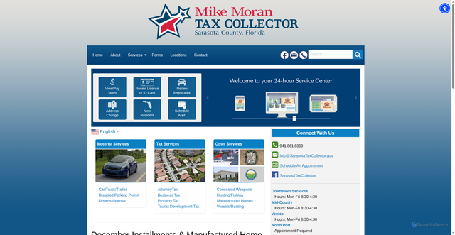 Security scan screenshot of https://www.sarasotataxcollector.gov/