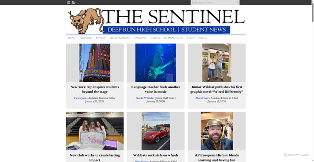 Security scan screenshot of https://deeprunsentinelonline.org/category/features/