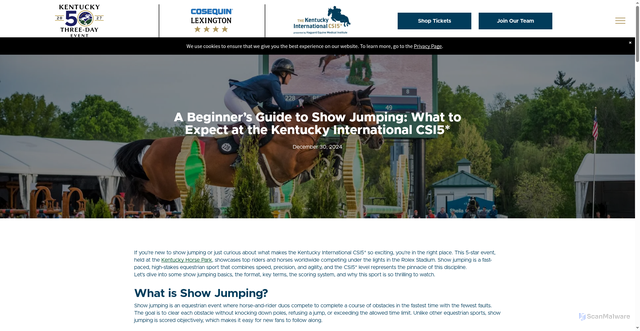 Security scan screenshot of https://www.kentuckythreedayevent.com/a-beginners-guide-to-show-jumping-what-to-expect-at-the-kentucky-international-csi5