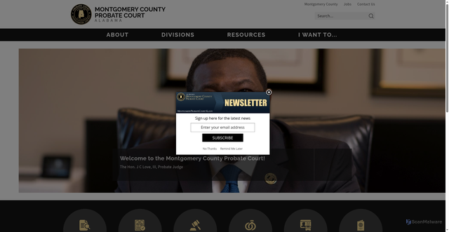 Security scan screenshot of https://www.montgomeryprobatecourtal.gov/