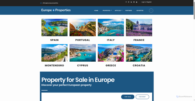 Security scan screenshot of https://europe.properties