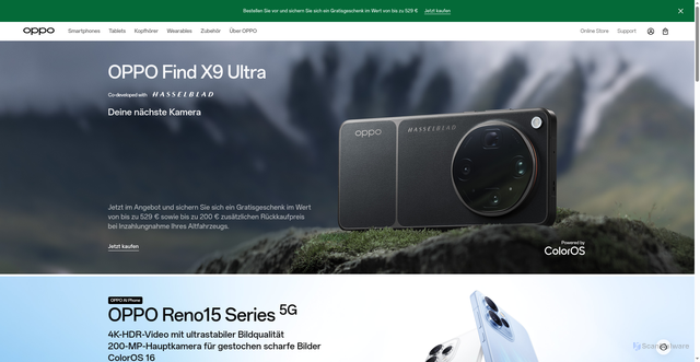 Security scan screenshot of https://www.oppo.com