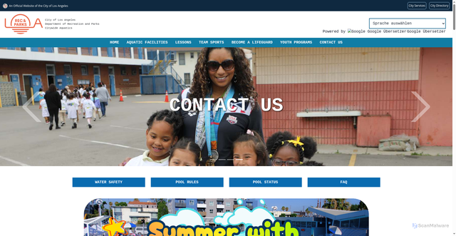 Security scan screenshot of https://swimla.recreation.parks.lacity.gov/
