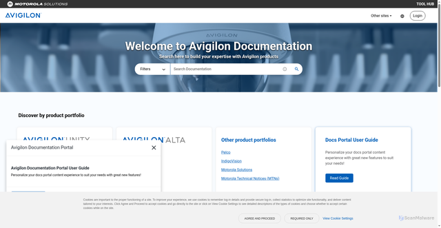 Security scan screenshot of https://docs-be.avigilon.com