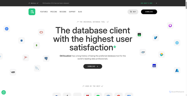 Security scan screenshot of https://www.dbvis.com