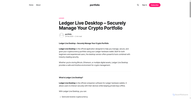 Security scan screenshot of https://begin-connect.ghost.io/ledger-begin/