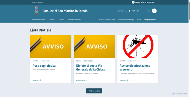 Security scan screenshot of https://www.comune.sanmartinoinstrada.lo.it