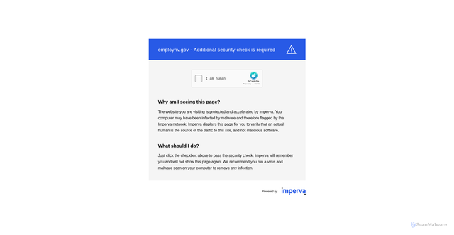 Security scan screenshot of https://employnv.gov/