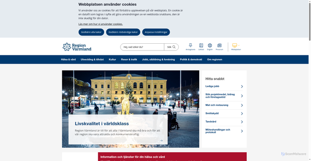 Security scan screenshot of https://www.regionvarmland.se/