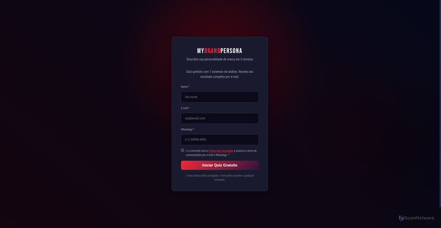 Security scan screenshot of https://criattivados.com.br/quiz/