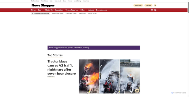 Security scan screenshot of https://www.newsshopper.co.uk