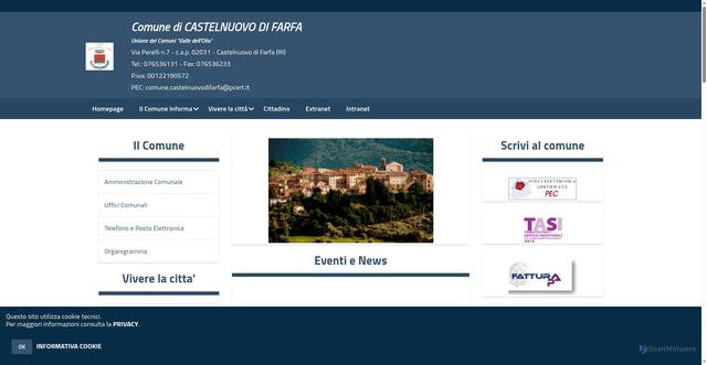 Security scan screenshot of https://www.comune.castelnuovodifarfa.ri.it/hh/index.php
