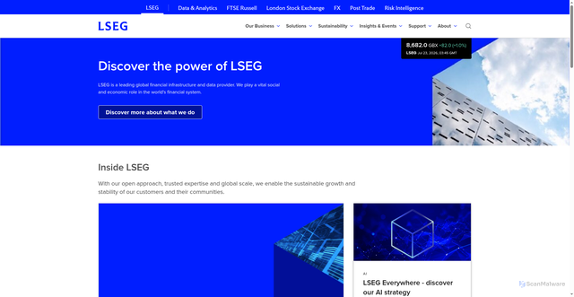 Security scan screenshot of https://www2.lseg.com