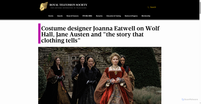 Security scan screenshot of https://rts.org.uk/article/costume-designer-joanna-eatwell-wolf-hall-jane-austen-and-story-clothing-tells