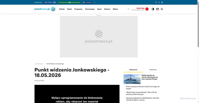 Security scan screenshot of https://www.polsatnews.pl/wideo-program/punkt-widzenia-jankowskiego-18052026_6864445/