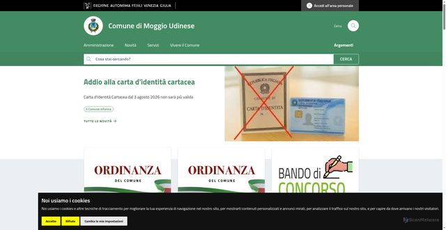 Security scan screenshot of https://www.comune.moggioudinese.ud.it