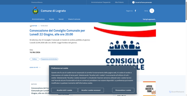 Security scan screenshot of https://www.comune.lograto.bs.it