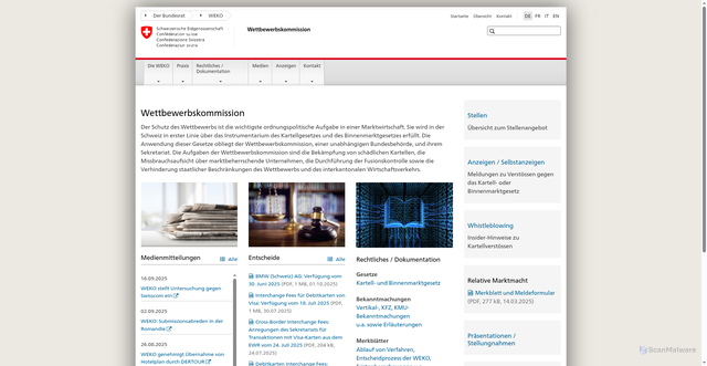 Security scan screenshot of https://www.weko.admin.ch/weko/de/home.html