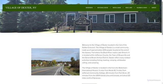 Security scan screenshot of https://www.villageofdexterny.gov/