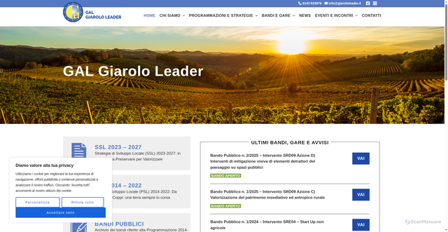Security scan screenshot of https://giarololeader.it/