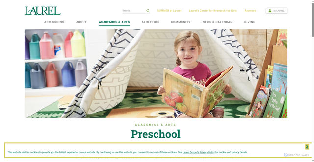 Security scan screenshot of https://www.laurelschool.org/academics--arts/early-childhood-school-18-mos-prek/preschool