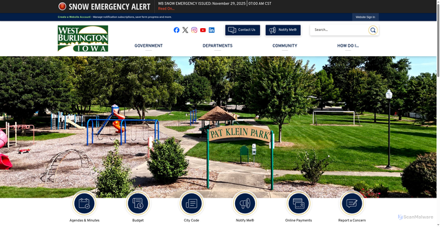 Security scan screenshot of https://westburlingtoniowa.gov/