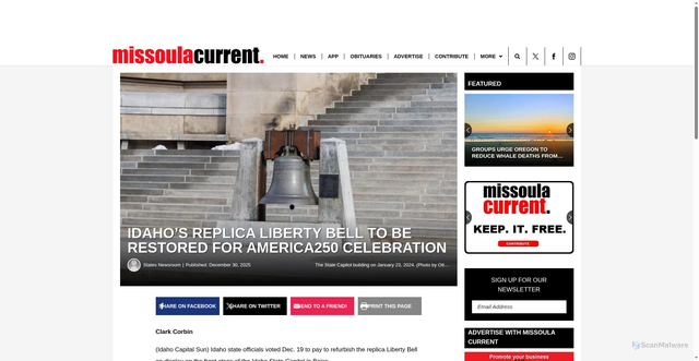 Security scan screenshot of https://missoulacurrent.com/idahos-liberty-bell/