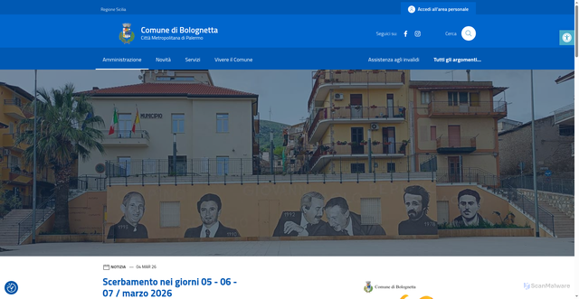 Security scan screenshot of https://www.comune.bolognetta.pa.it/