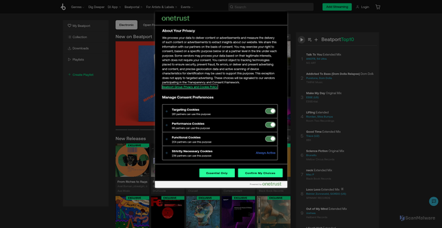 Security scan screenshot of https://classic.beatport.com